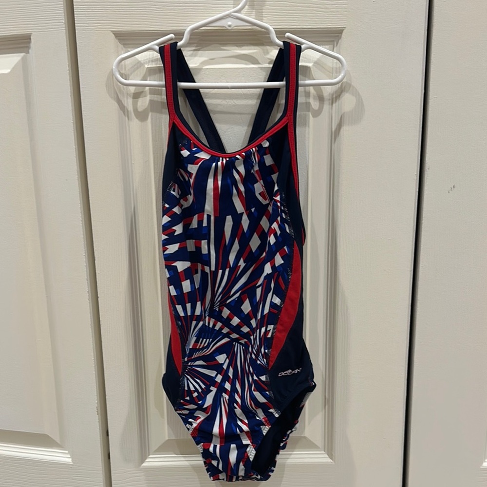 Women's One Piece Swimsuit - Navy and Red
